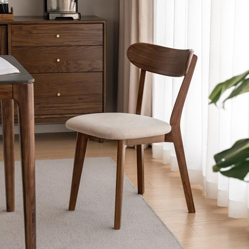 YESWOOD 1x Esszimmerstuhl Massivholz mit Rückenlehne Polster,Walnuss | Ergonomische Rückenlehne, Hochstuhl, für Esszimmer, Küche, Wohnzimmer, Büro, Schlafzimmer, 47,5 x 55 x 78 cm
