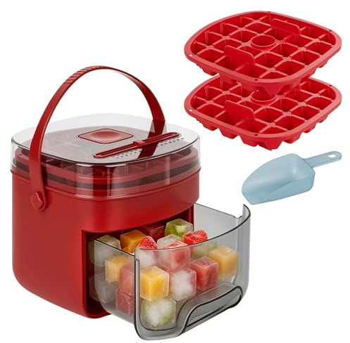 Ice Maker Machine Counter Top, 48 Ice Cube Ice Machine with Ice Scoop & Basket, Ice Cube Maker Release All Ice Cubes in One Second, Ice Cube Tray for Whiskey, Cocktail, Coffee Drinks, Beer