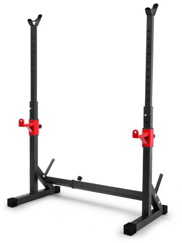Krafitive® Squat Rack Hantelständer, höhenverstellbar bis 160cm, Schwarz | 16-stufige Höhenverstellung & 7-stufige Breitenanpassung, mit Safety-Spotter, werkzeuglose Montage, bis 200 kg