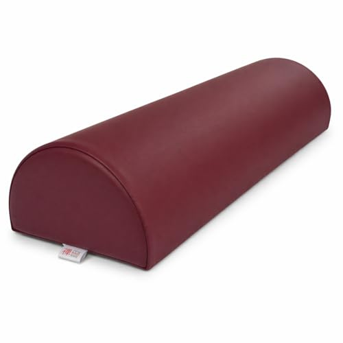 Zen — Rouleau Trois-Quarts pour Tables de Massage et de thérapie 60×23×16cm — Coussin Table de Massage pour la Nuque et Les Genoux — Rouleau pour Les Genoux Semi-Circulaire en Similicuir PU Bourgogne