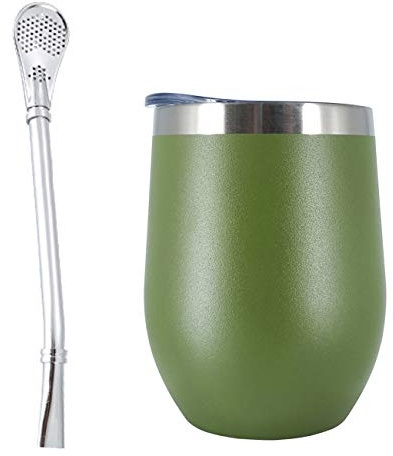 Procap Gourde Yerba Mate améliorée de 12 oz - Tasse à maté Moderne avec Couvercle sans BPA - Acier Inoxydable à Double paroi - Comprend Paille Bombilla - Vert forêt