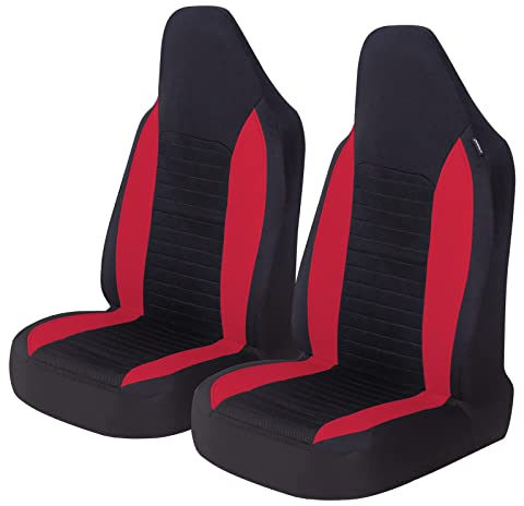 AUTOYOUTH Autositzbezüge Vordersitze Autositzschoner für Hund Kinder Sport Arbeit Werkstatt usw. Bucket-Typ integrierte Autositzschoner Auto Sitzbezüge mit Airbag Universal Kfz Sitzauflage Auto, Rot