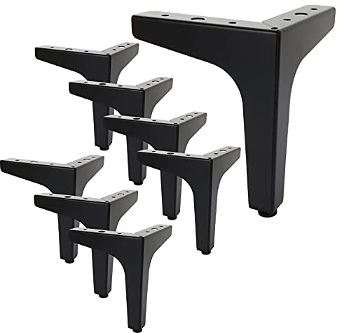 SENENQU 8 Pack 6 / 15cm Metal Furniture Legs, Black Triangle Table Legs for Modern Furniture