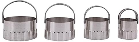 TOSSPER 4pcs / Set Sello Redondo De Acero Inoxidable De Onda Cortadores De La Galleta De La Galleta con La Manija Pie Pasta De Azúcar del Molde De Bricolaje Pastoso