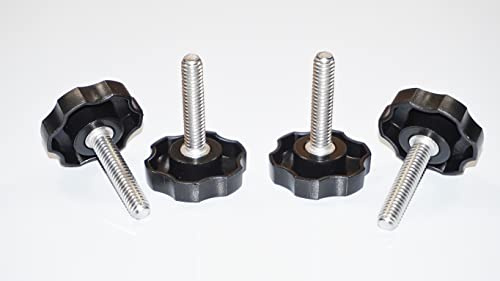 5/16-18 x 1-1/2 Thumb Screw Thumbscrew Thumb Screws Stainless Steel Standard Coarse Threads Clamping Rosette Knobs Black - Made in the USA (4)