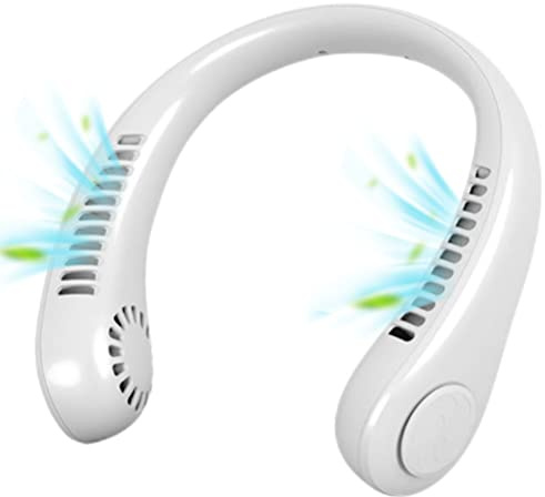 Ventilador de cuello, ventilador de cuello portátil, ventilador USB silencioso, manos libres, recargable, ventilador de cuello sin hojas, ventilador personal con 3 velocidades para deportes al aire