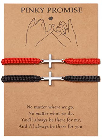 MANVEN Kreuz Armband Geflochtene Passende Pärchen Armband für Frauen Männer | Handgemacht Verstellbares Armband Geschen Paare Freund Freundin Gute Freunde Familie Mutter und Tochter für Ihn Sie