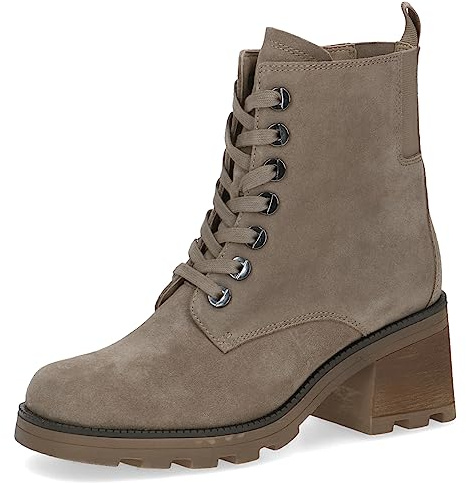 CAPRICE Damen Stiefeletten zum Schnüren aus Leder mit Blockabsatz, Braun (Mud Suede), 38 EU