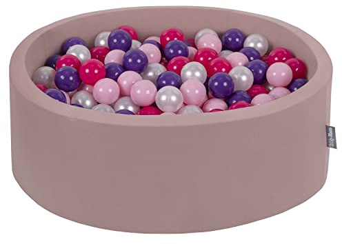 KiddyMoon Piscina De Bolas 90X30cm/200 Bolas ∅ 7Cm para Ninos Hecha En La UE, Brecina:Rosa Clr/Perla/Violeta/Rosaos