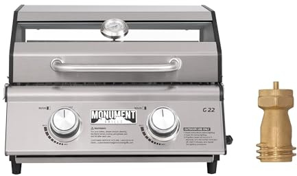 Monument Grills Clearview® 2-Burner Tabletop Propane Gas Grill with 1 Pound Tank Adapter(2 items)