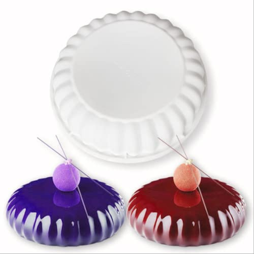 DUBENS Runde Girlande Textur Mousse Kuchen Silikonform, Pizza Torte Pfanne Muffin Backen Backformen für Käsekuchen, Schokoladenkuchen, Regenbogenkuchen, Brownie-Tortenkuchen