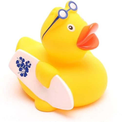 Duckshop I Badeente Surfer I Quitscheente L: 7,5 cm I Quietscheentchen I Geschenk Wassersportler I Präsent Sammler
