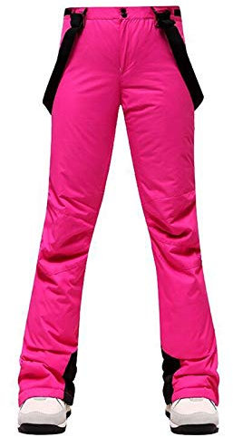 Pantalon de ski pour femme Snow imperméable et coupe-vent pour femme Pantalon à bretelles Femme Éléphant (Rose vif, L)