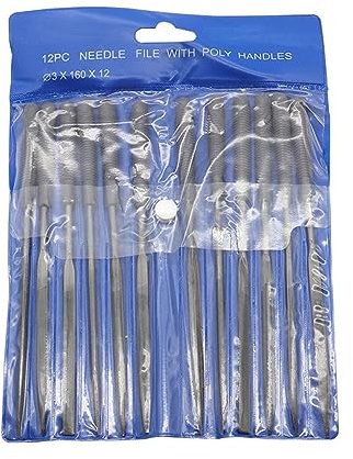 xromtbem WATERBELINE Lima de Aguja,12 Piezas Limas de Diamante dobladas Juego de limas de Aguja de Diamante Mini limas de Diamante Lima de Aguja Curvada para Piedra de Vidrio de Metal