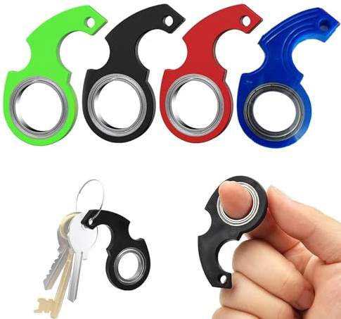 4 Stück Finger-Spinn-Schlüsselanhänger, Schlüsselanhänger-Spinner, Tragbarer Schlüsselanhänger-Spinner für Fingerübungen, Geeignet für Kinder und Erwachsene (Vier Farben)