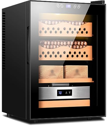 Elektrischer Humidor mit digitalem Hygrometer, 50L Zigarren Humidor Schrank mit Regalen und Schubladen, Kühlung & Heizung Temperaturkontrolle,Black