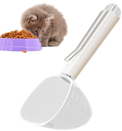 Jomewory Cuchara para taza de comida para perros, taza medidora de comida para gatos - Cuchara medidora creativa para alimentos para perros | Cuchara para comida con mango cómodo, cuchara para comida