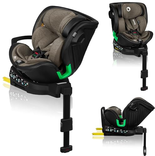 LIONELO Harmony i-Size 360° Bilbarnstol 40–150 cm (0–36 kg), Grupp 0/1/2/3, Svängbar med ISOFIX & Stödben, Bakåtvänd upp till 105 cm, Bältesalarm, Extra Sidokrockskydd, Andningsbar Bambustyg, Grön