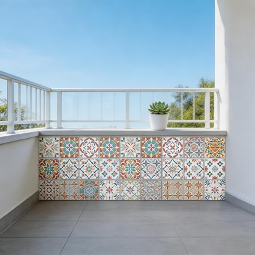 CHGCRAFT 36 pièces 12 styles Mandala Méditerranéen Autocollants pour Carrelage Mural à Décoller et à Coller Autocollants Imperméables Auto-Adhésifs pour Dosseret de Cuisine Salle de Bain Décor
