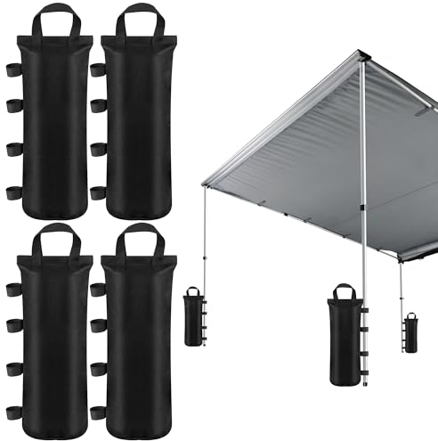 4 Pieces Poids pour Tonnelle, Sac de Sable en Tissu ImperméAble 800D Oxford pour Lestage Tonnelle, Sandbag pour Remplir Les TentéS et Les Pavillons et Parapluie Pliant Bar de Jardin, Noir (50 x 20cm)
