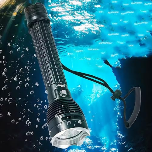 Lampe de poche de plongée haute puissance, lumière sous-marine brillante lumières de sécurité de plongée torche led sous-marine 100m lumière de plongée étanche petite et portable pour les sports sous-