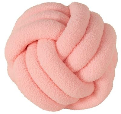 Fay Bless Moderne Wohndekoration Knotenkissen - Handgefertigtes, weiches rundes Kissen für Schlafzimmer, Bett und Wohnzimmer (Light Pink,22CM)