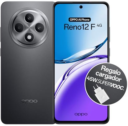 OPPO Reno12F 4G - Smartphone Libre con IA, 16GB (8GB+8GB) 256GB, Pantalla 2.5D AMOLED 6.7, Cámara 50+8+32 MP, Android, IP64, Batería 5000mAh, Carga Rápida 45W, Cargador Incluido - Matte Grey