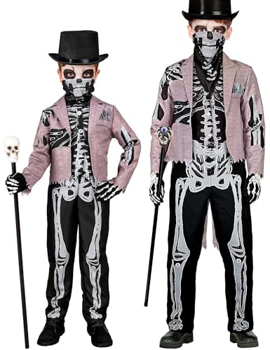 W WIDMANN MILANO Party mode – barnkostym skelett brudgum med frack, benman, odöd, utklädnad för halloween