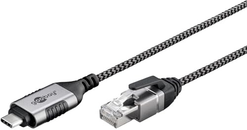goobay Câble fin USB-C 3.1 vers RJ45 Ethernet CAT 6 Câble adaptateur/Connexion Internet filaire stable avec routeur/commutateur réseau/adaptateur USB vers RJ45 / 1 Gbits / 1 m/Gris / 74401