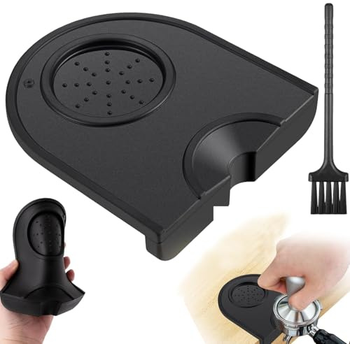 Coffee Mat, Soft Coffee Tamper Mat, Anti Slip Coffee Mat, Universal Coffee Accessories,Coffee Tamper Mat, Suitable for Cafe Baristas, Coffee Station Kitchen Bar （1 Coffee mat + 1 Small Brush）