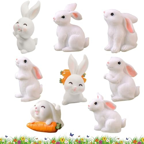 Miniatur Kaninchen, 24 Stück Osterhase Kaninchen, Kaninchen Figur Mini, Figur Hasen Dekofigur Tierfigur Miniatur Garten Deko, Osterhase Deko, Osterhase, Mini Osterhasen Figuren Deko, Oster Geschenke