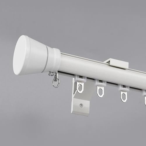 Tringle à rideau de douche coulissante simple ronde avec fixations pour chambre à coucher Blanc 4 m