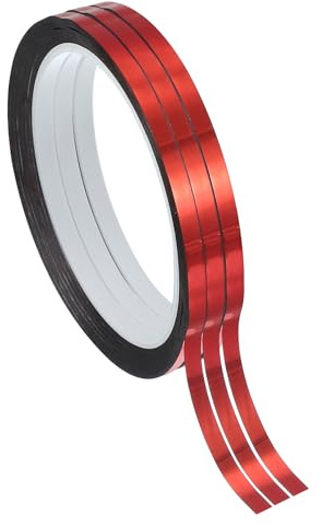 PATIKIL Cinta Película Poliéster Metalizada 5mm x 50 Metros, Paquete 3 Cinta Decorativa Metálica Roja Brillante Cinta Adhesiva Espejo Para Detalles Pared Acento Artes Gráficas