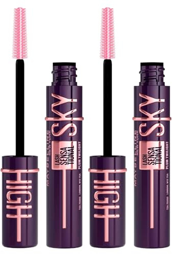 Maybelline New York Sky High Lash Sensational Mascara Volumizing and Lengthening Plum Twilight Intense Look Clump-Free Flexible Brush - 2 Mascaras