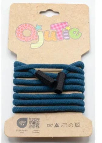 Modische Hoodie-Kordeln-5 mm Stärke-Hosenbund, Sweat, Pullover- 1,5Meter lang-Geflochtene Baumwolle mit Kordelende-30 Farben-Stückware-Kordelende 6,5 mm bis 7 mm (Petrol)