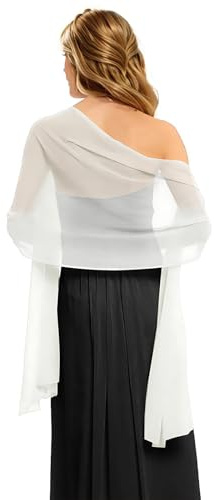MUNSKT Bufanda de seda para mujer, pashmina, chal, chal, ceremonia, chal para novia, dama de honor, ceremonia, boda, velada, fiesta, Color blanco., Talla única