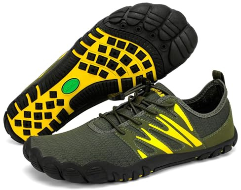 SAGUARO Barfußschuhe Herren Schnell Trocknend Wasserschuhe Leicht Atmungsaktive Badeschuhe Männer rutschfest Barfussschuhe, Armeegrün, 45 EU