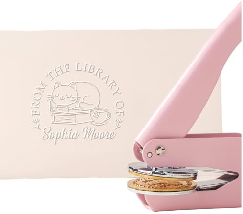 Timbro per goffratura libro dalla biblioteca di - con il tuo nome o design, timbro personalizzato per biblioteca, regali personalizzati per amanti dei libri