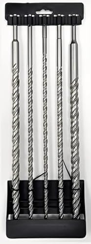 Unibos | SDS Plus Rotary Hammer Drill Bit Set 450MM, 5PCS 10-25mm Cross Drill Bits Hammer Impact Drill Bit 4-Cutter Carbide Tips For Drilling Stone, Concrete, Brick Wall, Cement, Masonry