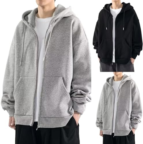 HOOUDO Strickjacke Herren Cardigan, Herren-Cardigan-Pullover, Klassisch Casual-Line Sweatjacke, Hochwertige Durchgehendem Reißverschluss Laufjacke, für Freizeit und Alltag