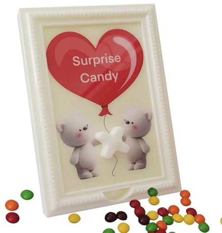 Candy Dispenser Picture Frame, Novelty Mini Cares Bears Sweets Candy Dispensers Vending Machine With Knob, For Dessert Chocolate Snack Table Kitchen Office Window Bedroom Bar Mantel