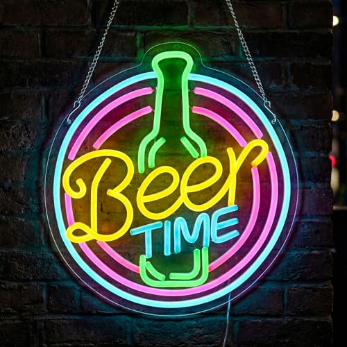 Beer Time Neon LED Sign for Wall Decor - Beer Time Neon Sign Bar LED Neon Signs Beer for Wall Decoration USB Neon Light USB Powered Bar Club Decoration, Shop, Nightclub Gift