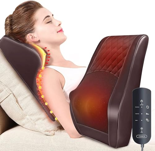 OMASSA Shiatsu-Massagegerät Schulter Nackenmassagegerät mit Wärme 3D Massagekissen für Rücken, Nacken, Schultern und Beine Entlastung, Geschenke für Männer, Frauen (Braun)