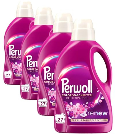Perwoll Blütenrausch Waschmittel (27 Waschladungen), Feinwaschmittel reinigt sanft und erneuert Farben und Fasern, für alle farbigen Textilien, Color Waschmittel mit Dreifach-Renew-Technologie