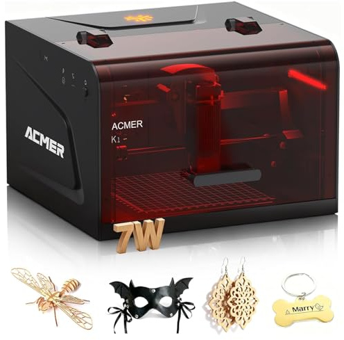 ACMER K1 Laser Graviermaschine 7000mW, Class 1 Kleine Geschlossene Sicherheit Laser Cutter, Gravurfläche 150×150mm, 0,01mm Präzision Hochpräzise Lasergravur Maschine für DIY Holz, Metall, Acryl Leder