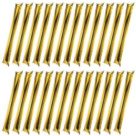 POPETPOP 32 Pcs Inflatable Aluminum Film Noise Maker Cheering Sticks, 23.6 Inch Gold Thunder Sticks for Sports Events, Concerts, Football, Basketball Fan Supplies