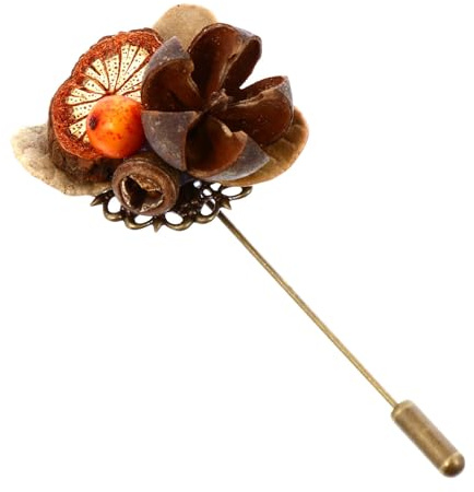 MAGICLULU Broche Vintage Élégante en Bronze Baies Simulées et Cône de Pin, Accessoire Vêtement pour Fêtes D'hiver, Décoration Raffinée Feuilles