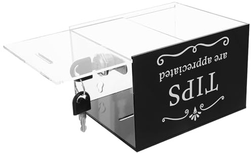 PACKOVE Cassetta per Donazioni in Acrilico con Apertura e Contenitore per Denaro Nero, Struttura Sigillata Rettangolare per Eventi di Raccolta e Bar
