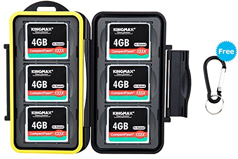 JJC Memory Card custodia impermeabilità Porta schede di Memoria per 6 Compact Flash CF con moschettone