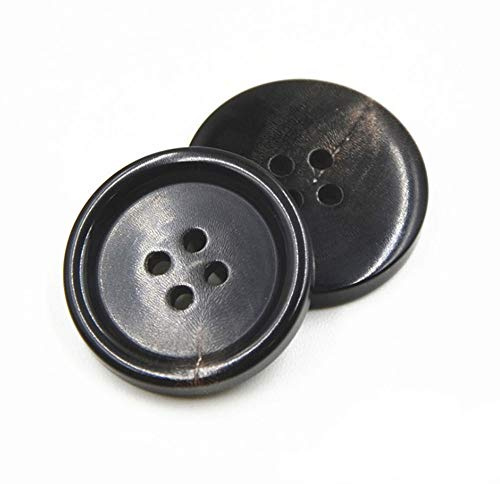 Bestowal 10PCS Kleidung Knöpfe - Mode Horn Nähende Taste 4 Löcher Runden Knopf Set für Männer Frauen Pullover, Uniform, Hemd, Blazer, Mantel und Jacke (Schwarz, 28mm)